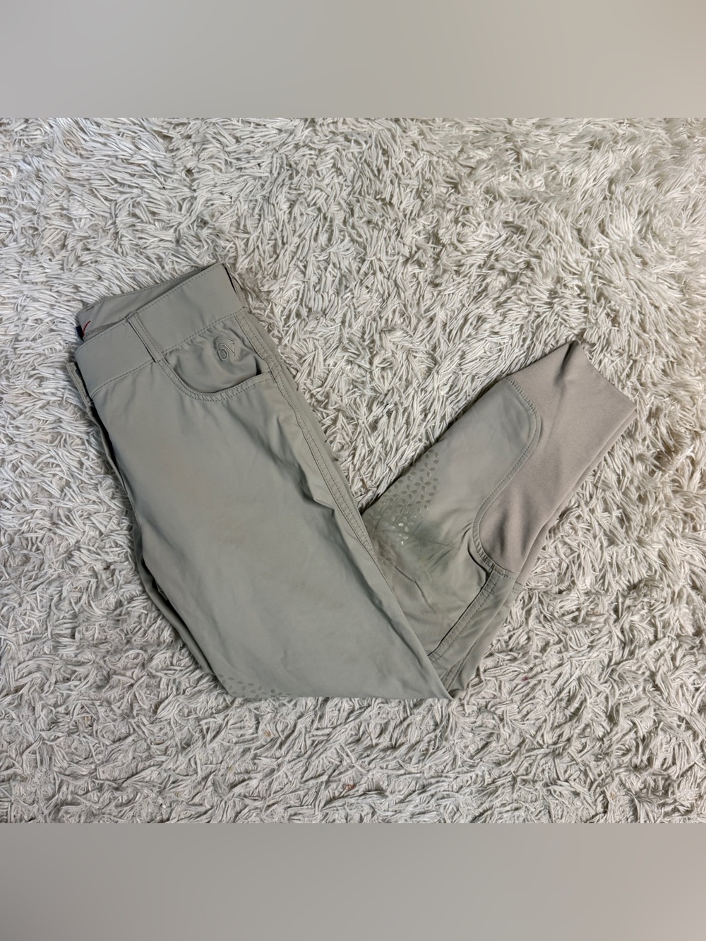 Women’s Size 28R Tan Ovation Aqua Knee Patch Horseback Riding Breeches